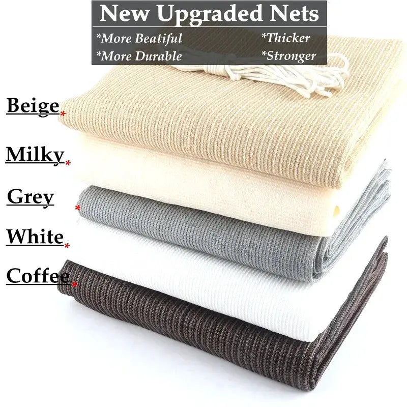 Tewango five HDPE sun shade net rolls with anti-UV in beige, milky, grey, white, and coffee