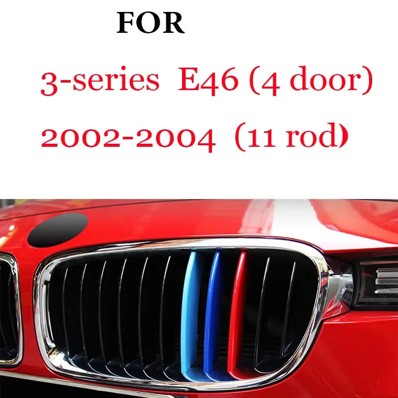 Simples Market 3Pcs BMW front grille trim strips for kidney grille in red, blue and light blue