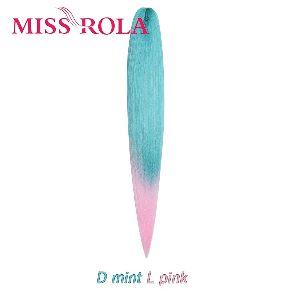 Miss Rola 30in Kanekalon jumbo braid extension in turquoise mint to pink gradient, pre-stretched
