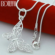 DOTEFFIL 925 Sterling Silver Butterfly Pendant Necklace with Snake Chain 18 to 30 Inches For Women Wedding Jewelry