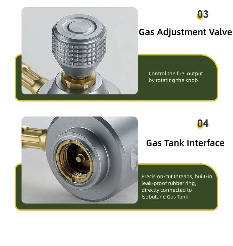 CAMPINGMOON XD-6-NE torch spray gun, carbon stainless steel with knurled gas adjustment valve