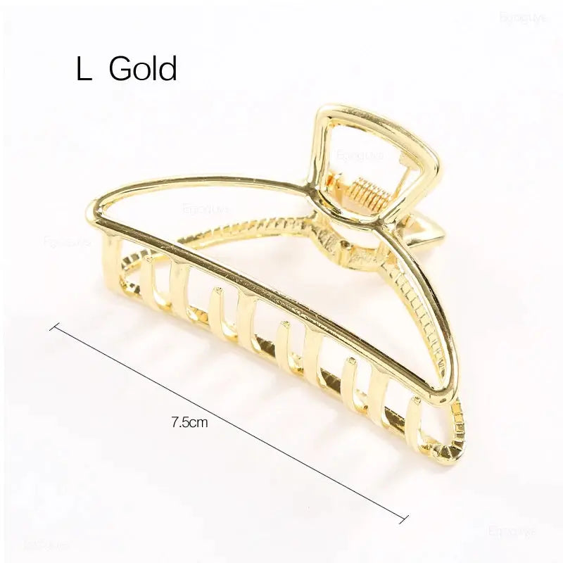 LuxeLocks Geometric Metal Hair Claw Clip With Strong Grip For Women And Girls Solid Color Korean Hairpins