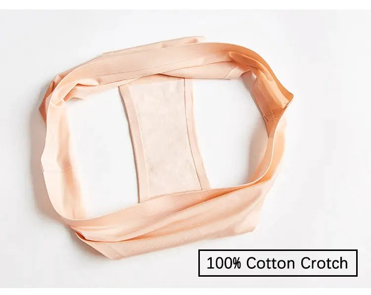 Women's peach seamless thong underwear with cotton crotch panel