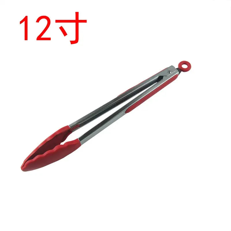 7 9 12 Inch Silicone Tipped Stainless Steel Locking BBQ Tongs Non Slip Food Tongs For Cooking
