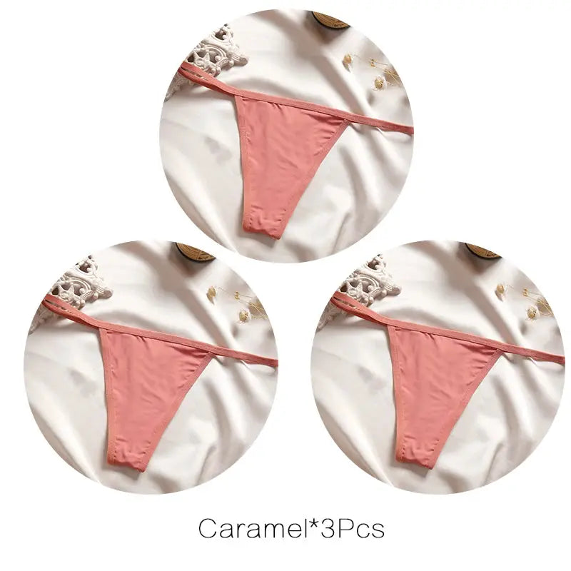 FINETOO caramel low-rise thong set, 3 pieces for women