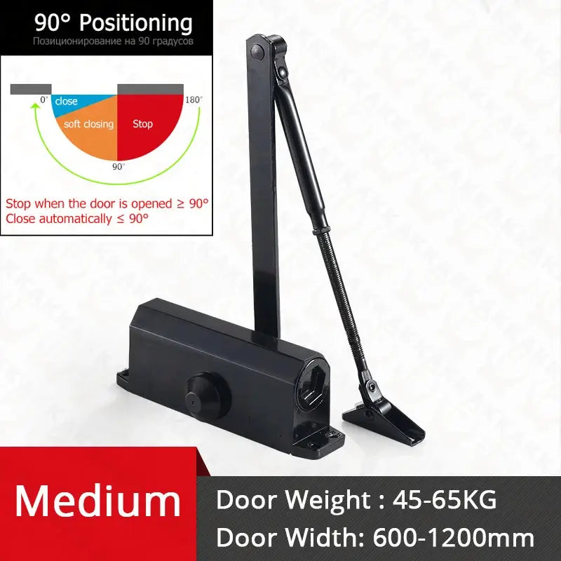 Door closer KAK hydraulic automatic unit, Simples Market, black with adjustable speed for 45-65KG doors