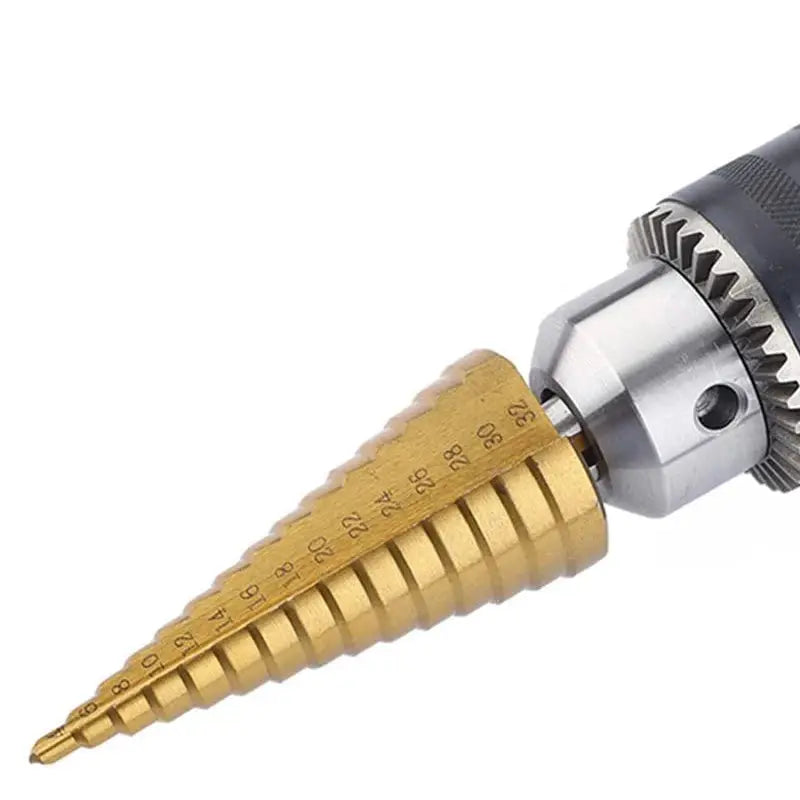 Titanium Coated HSS Step Drill Bit 4 To 32 Mm 4 To 20 Mm Metal Wood Hole Cutter Cone Design