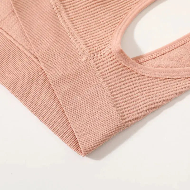 Women seamless ribbed bralette crop top by Simples Market in pink, non-wire, M-XL