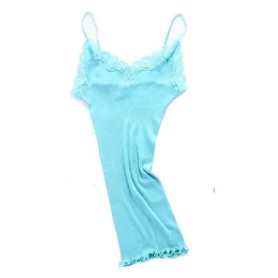 SuyaDream 70 Percent Silk Cotton Blend Lace Camisole With Spandex Knit For Soft Breathable Comfort