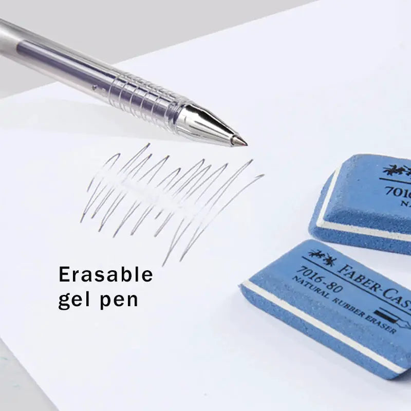 Faber-Castell natural rubber erasers blue 3-pack for gel/ink/ballpoint/fountain pens