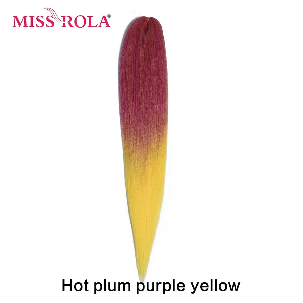 Miss Rola synthetic 30-inch Kanekalon hair braid, gradient hot plum purple yellow, pre-stretched jumbo extension