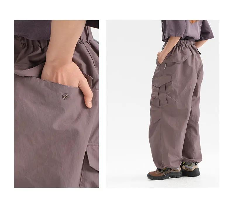 Ultra loose mauve outdoor cargo pants, wide-leg