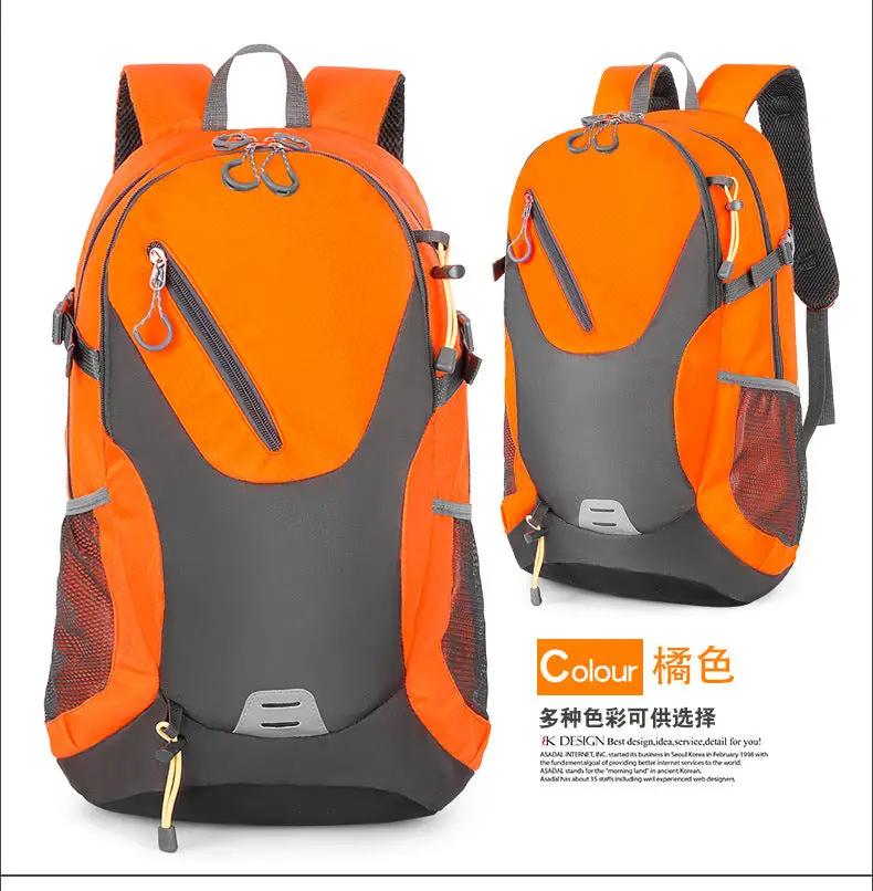 Classic 40L outdoor backpack, orange gray patchwork, waterproof travel bag; 2-pack