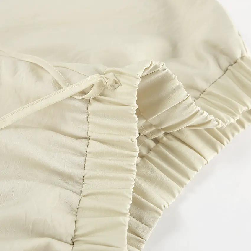 Tornova Womens Ruffled Shorts Sets V Neck Lace Up Shirt Spring Casual