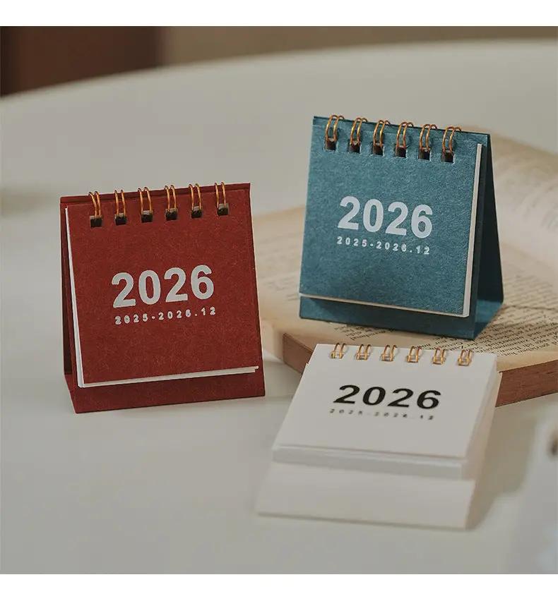 Mini coil-bound 2026 desk calendar set in red, teal, and white (3 items)