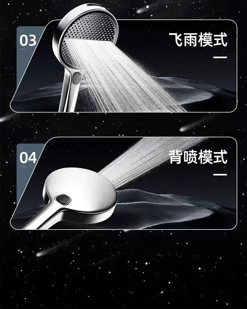2-piece shower head set Simples Market: 15cm black panel + handheld, 4 modes, high-pressure spray