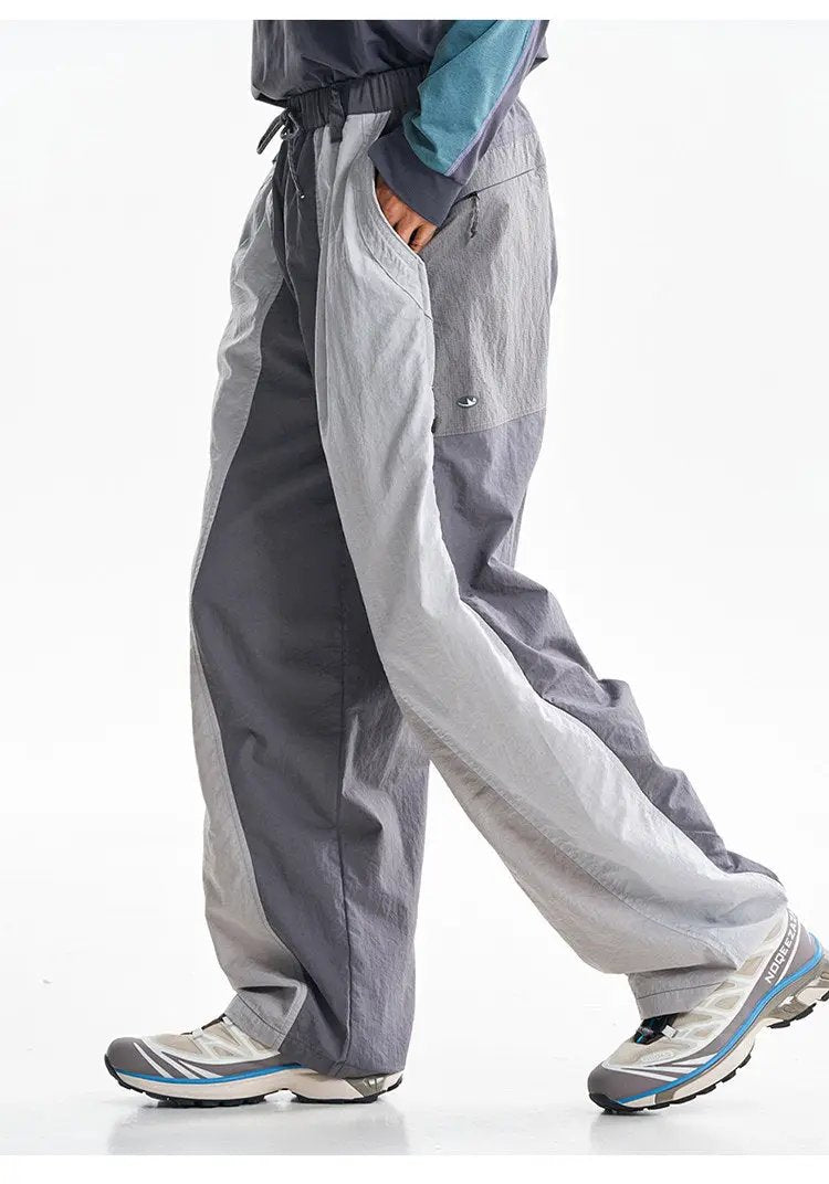 Simples Market cargo pants, color-block wide-leg, outdoor lightweight quick-dry fabric