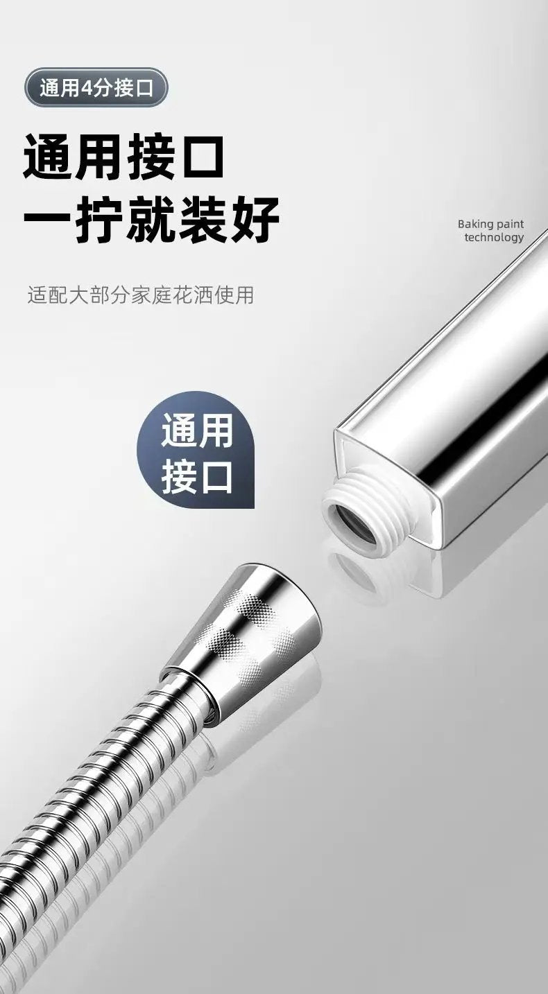 Simples Market chrome shower hose with universal threaded connector for bathroom use