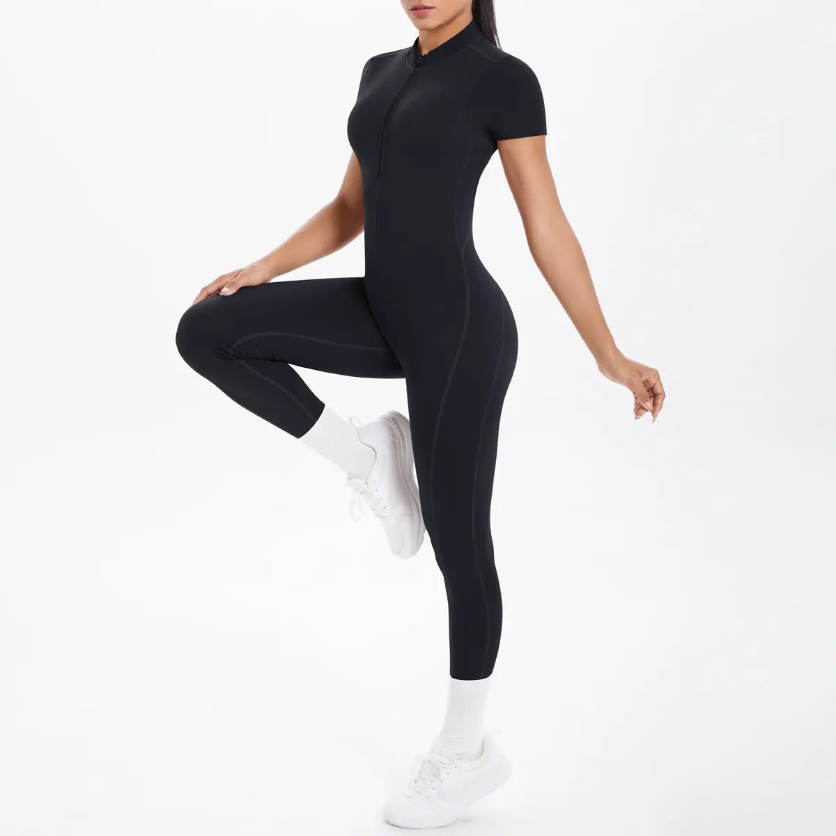 Women Backless Bodycon Scrunch Jumpsuit Push Up Overalls With Chest Cushion For Dance Fitness Yoga Sport