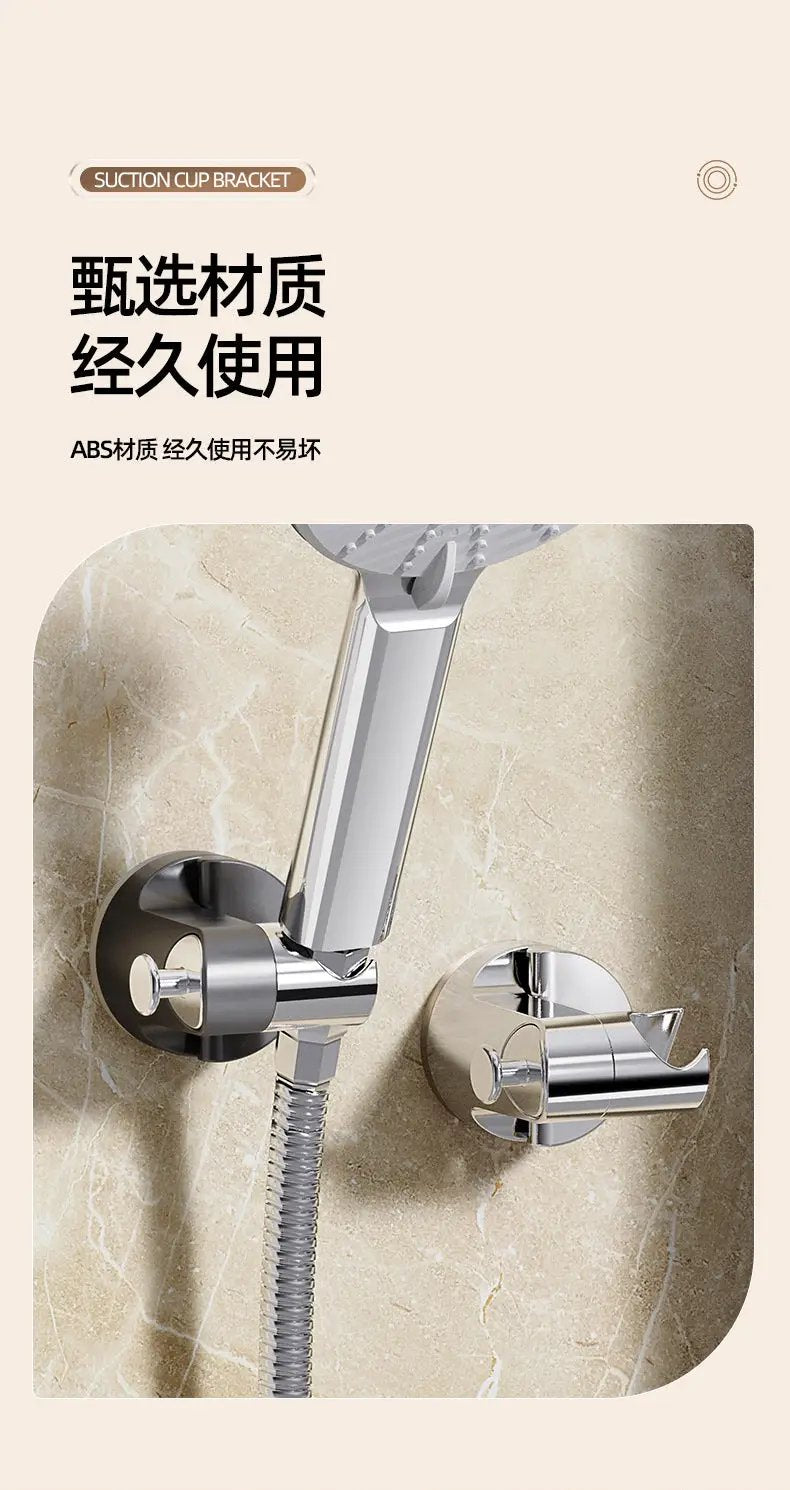 Simples Market chrome shower head holder with 360° adjustable arm and suction cup.