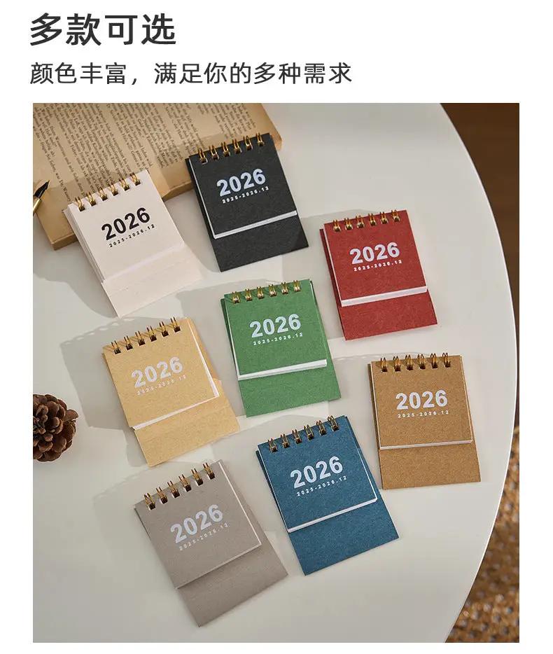 Mini desk calendar set, 9 spiral-bound calendars for 2026 in assorted colors