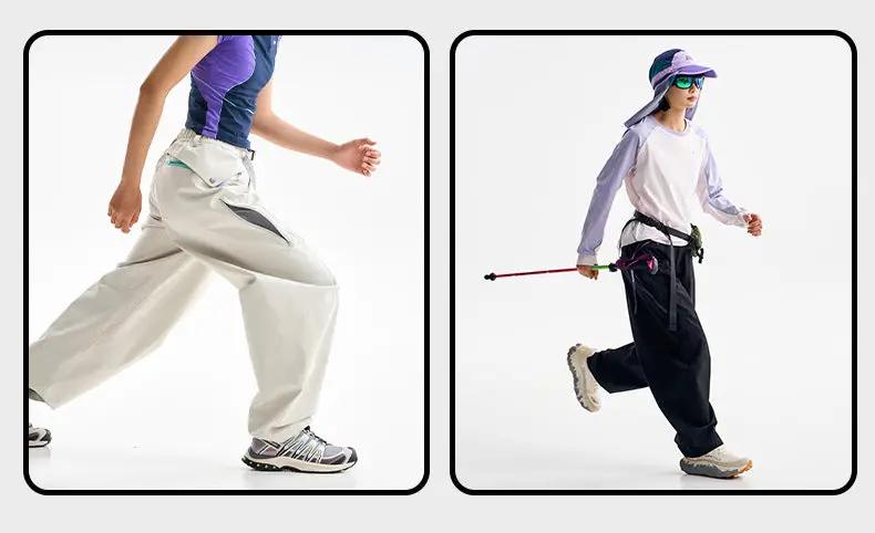 Ultra Loose Lightweight Outdoor Functional Pants; beige and black wide-leg cargo quick-dry techwear Simples Market (2)