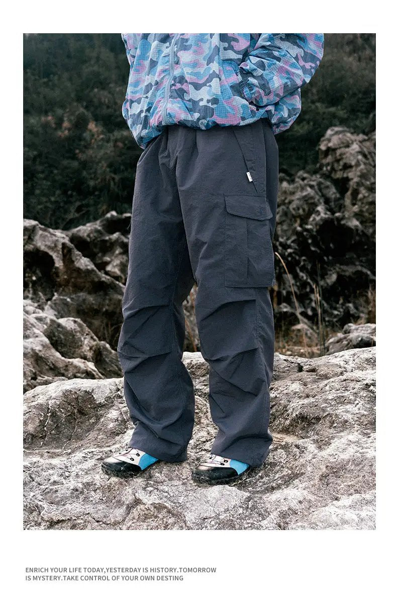 Ultra Loose Lightweight Outdoor Functional Cargo Pants by Simples Market, unisex navy, waterproof quick-dry