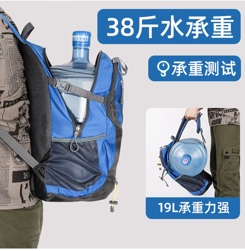 Classic 40L blue outdoor backpack by Simples Market; waterproof travel bag with water bottle pocket for men and women