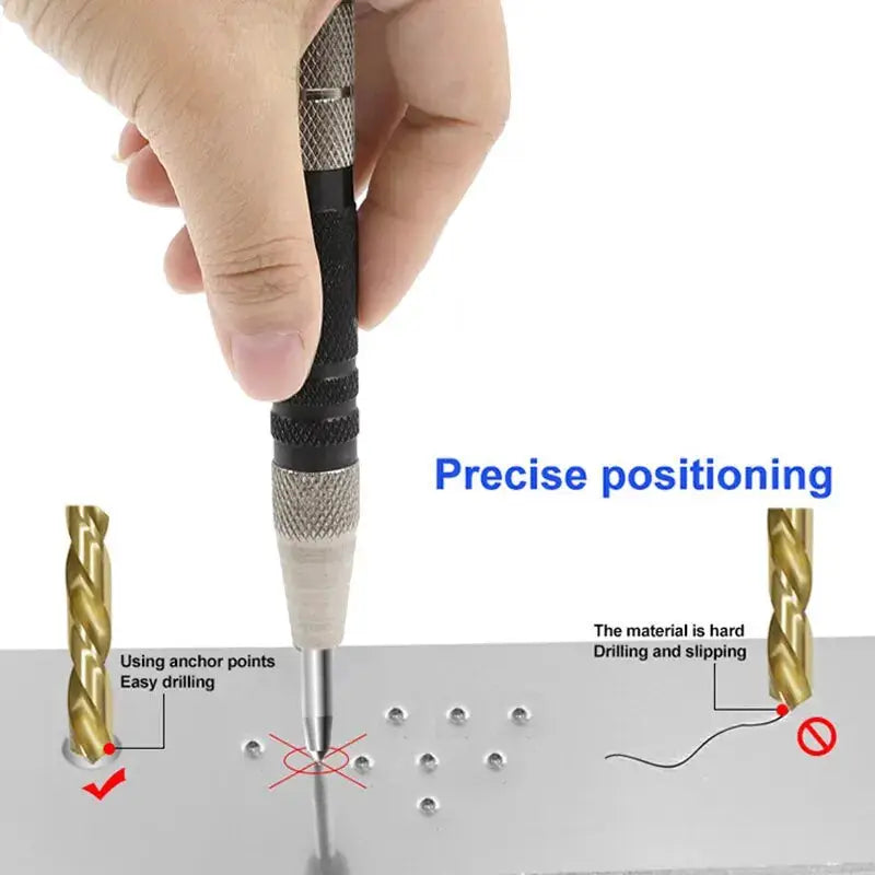 Two Piece Auto Center Punch Set Spring Type Automatic Center Punch Glass Breaker Window Breaker Centering Punch Tool