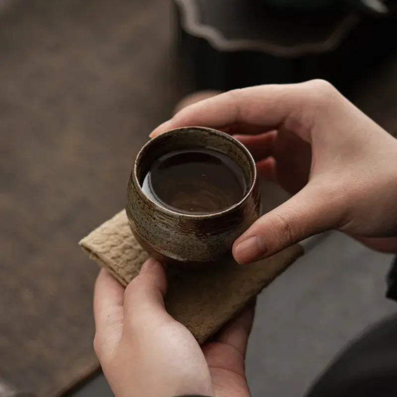ZenStone Japanese Style Handmade Stoneware Tea Cup 80ml Ideal For Kung Fu Tea Ceremonies