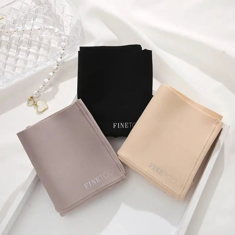 FINETOO seamless high-waist shaping briefs, 3-pack in black, beige, and lavender; breathable underwear