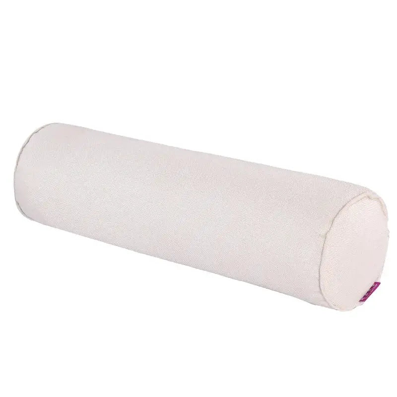 Cream cotton-linen cylindrical pillow case for lumbar support; long bolster roll for sofa decor
