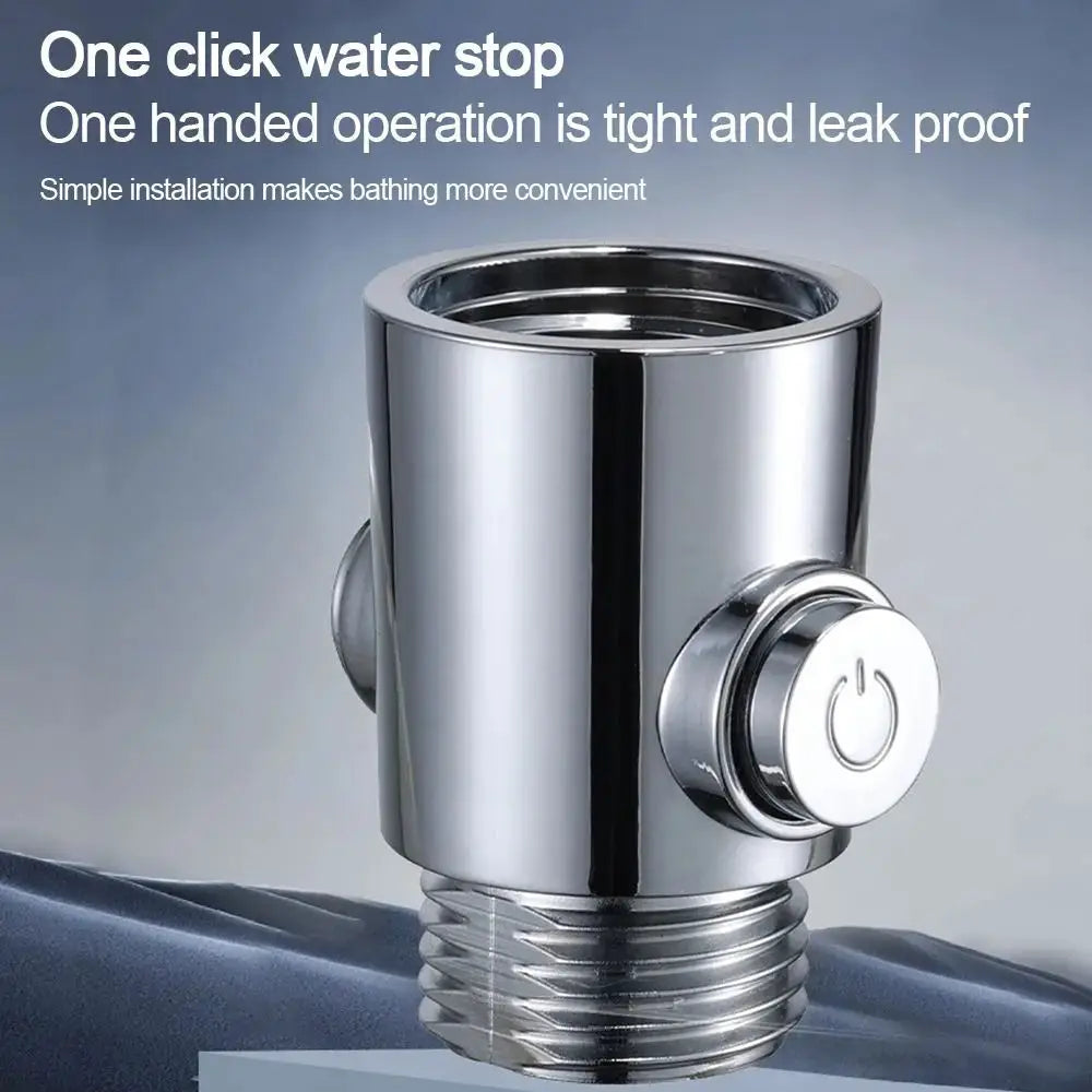 Simples Market chrome plastic shower head arm diverter with one-button shut-off