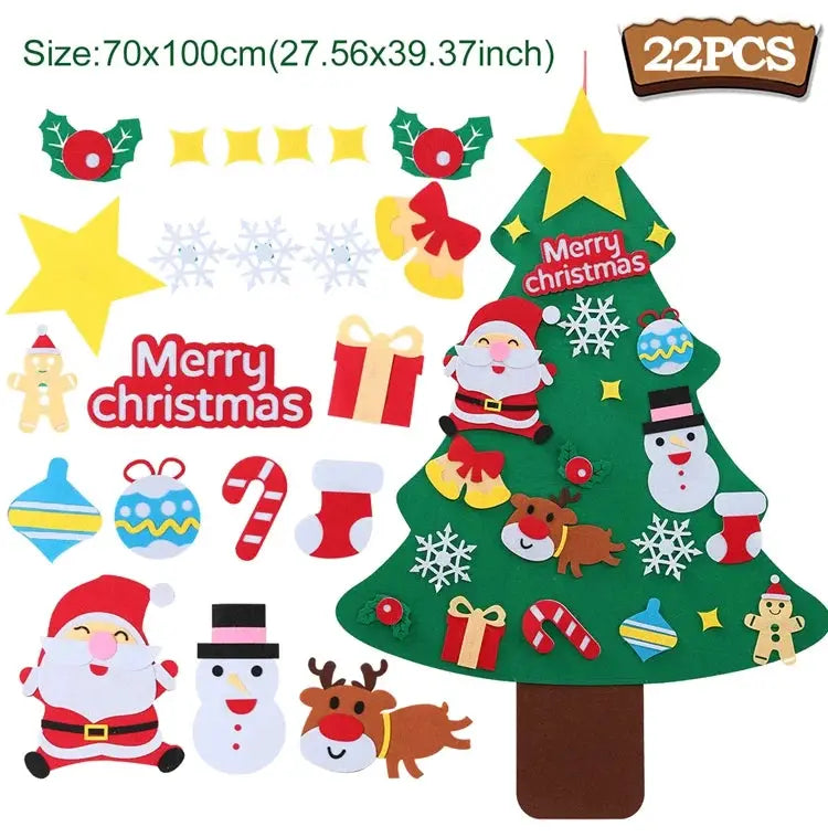 DIY Felt Christmas Tree Decoration Kit For Home Decor Xmas Navidad Noel 2025 Santa Claus Gift For Kids