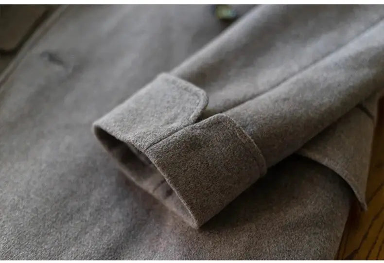Mauroicardi wool-blend men's overcoat sleeve close-up in gray-brown