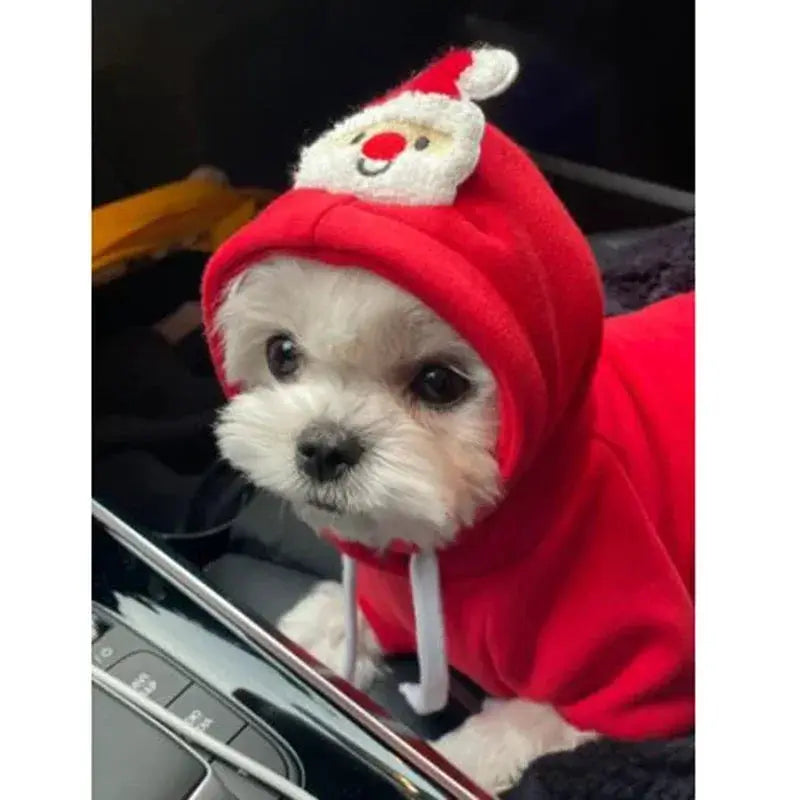 Dog Christmas Clothes Winter Warm Coat Hoodie For Small To Medium Dogs And Cats Elk And Santa Claus Prints Costume