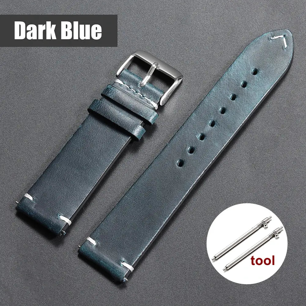 TimelyCraft Vintage Oil Wax Leather Watchband Universal Fit For Omega Seiko Rolex Galaxy Huawei