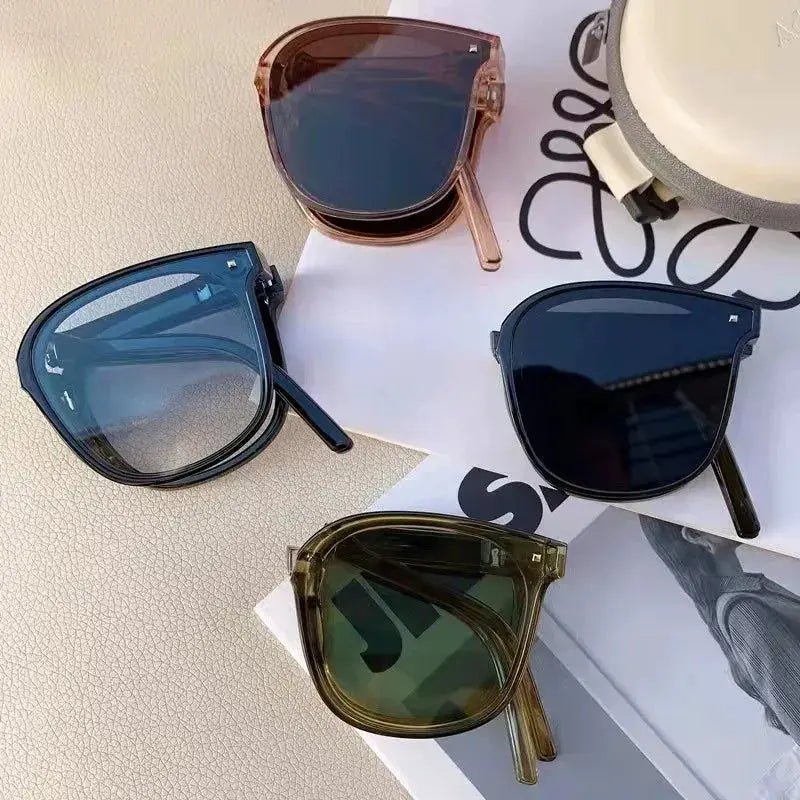 PulseFold Foldable Square Frame Sunglasses for Men and Women UV Protection Ultra Compact for Driving Outdoors