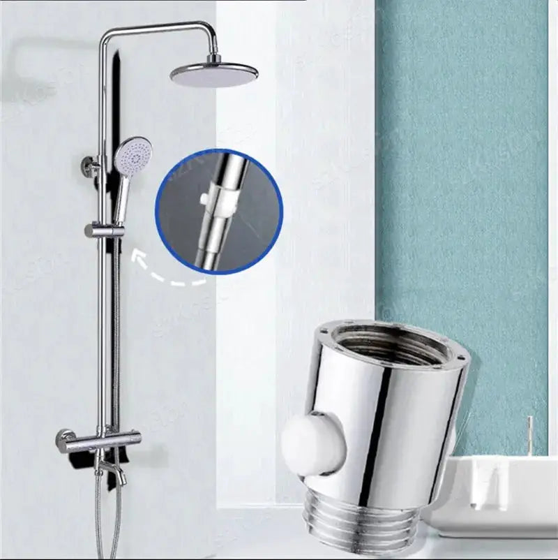 Simples Market shower head flow stop valve with one-button water controller, chrome finish