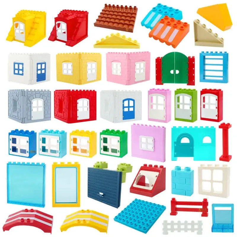 Big Building Blocks Houses Kit With Doors Windows Walls And Roof Compatible With Large Bricks Boys And Girls Toy Gifts