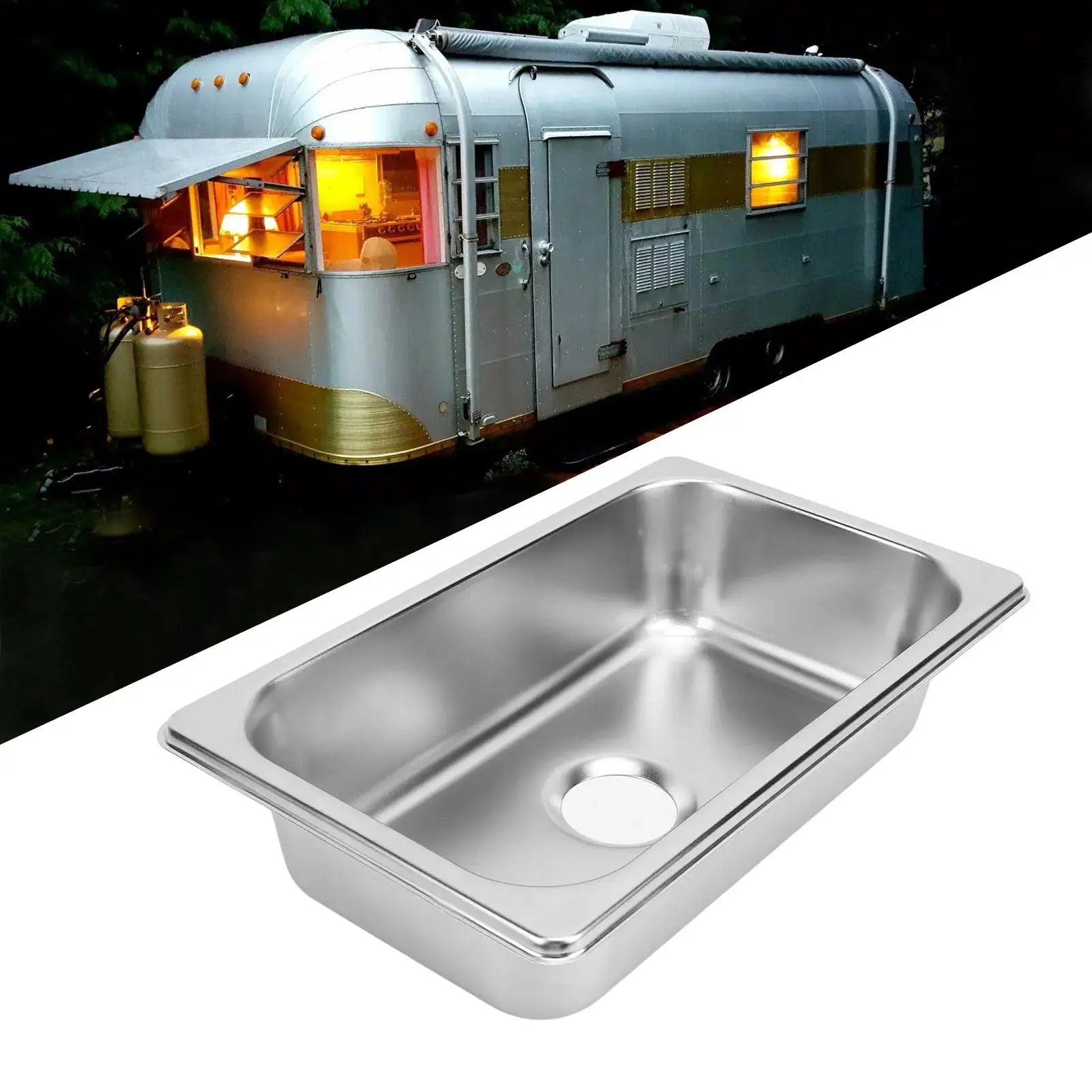 Rectangular kitchen sink Simples Market, 304 stainless steel with 40mm outlet