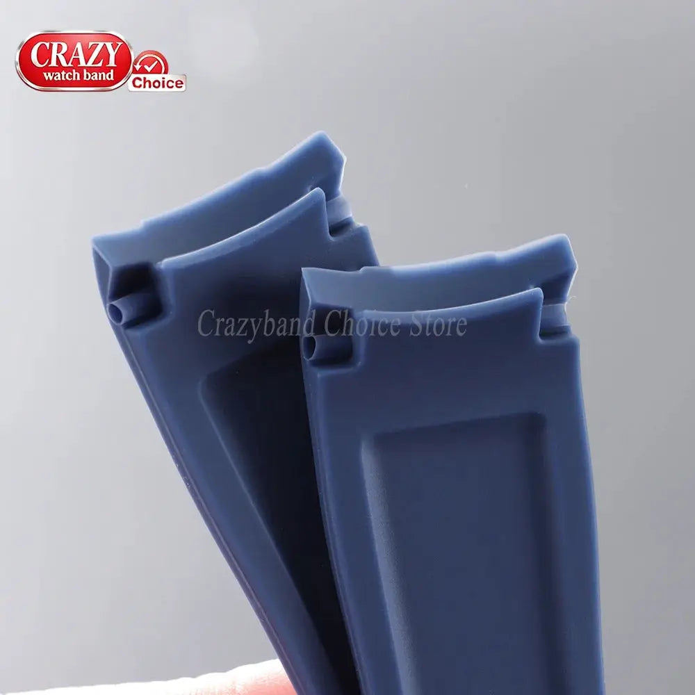 3-pack blue silicone watch bands with curved-end design for universal fit