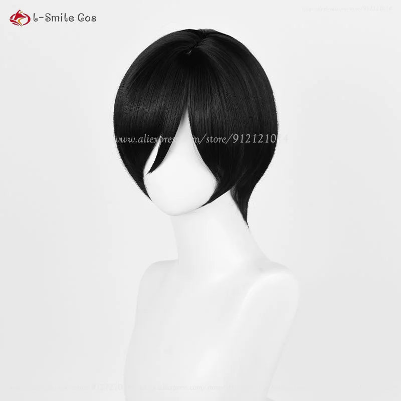 Ada Wong cosplay wig, black short 32cm heat-resistant synthetic hair with wig cap by Simples Market (b-Smile Cos logo)