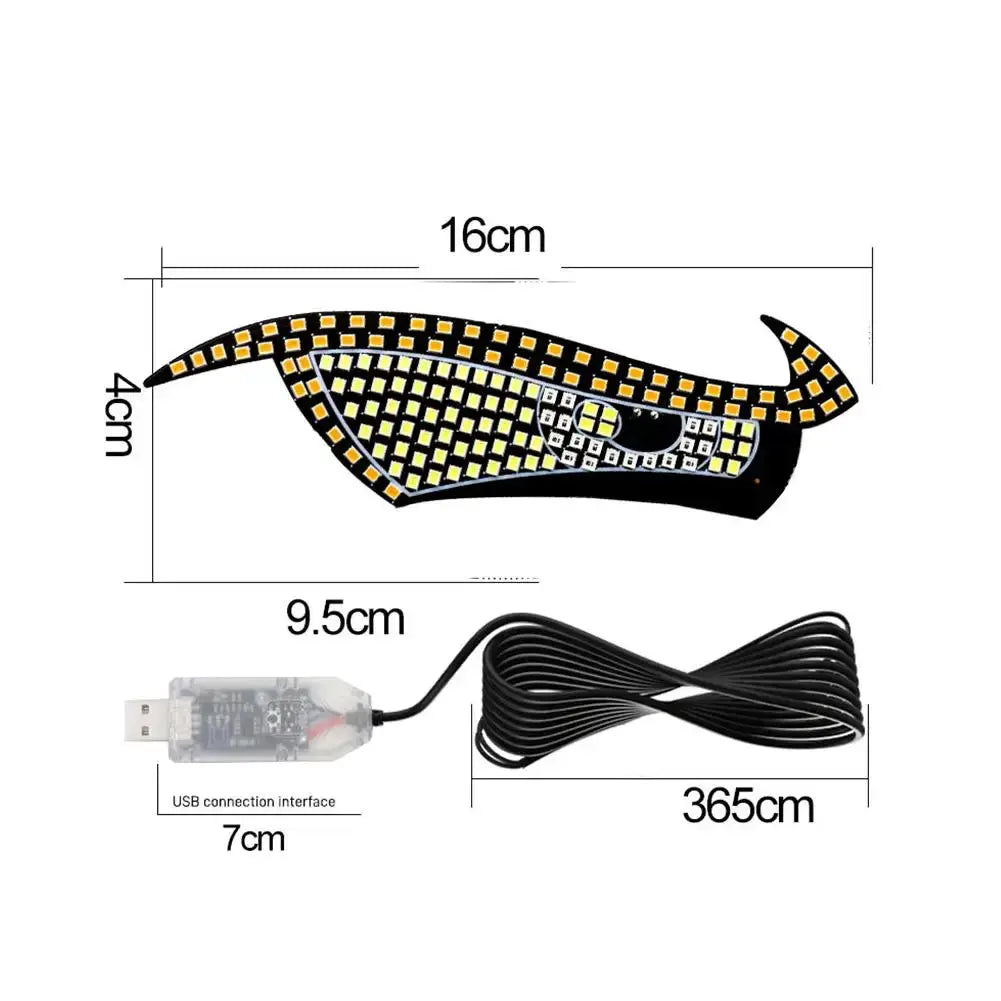 USB Dynamic Big Devil Eyes RGB LED car light by Simples Market, curved flexible eye panel with USB cable