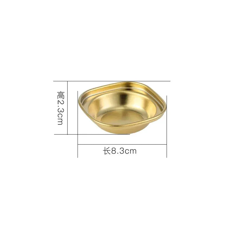 304 Stainless Steel Korean Style Dinner Plate And Gold Dipping Sauce Plate Barbecue Tableware Multi Functional Set