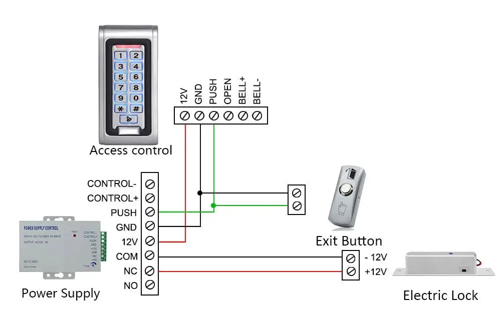 Door exit release button on zinc alloy panel for door access control, Simples Market.
