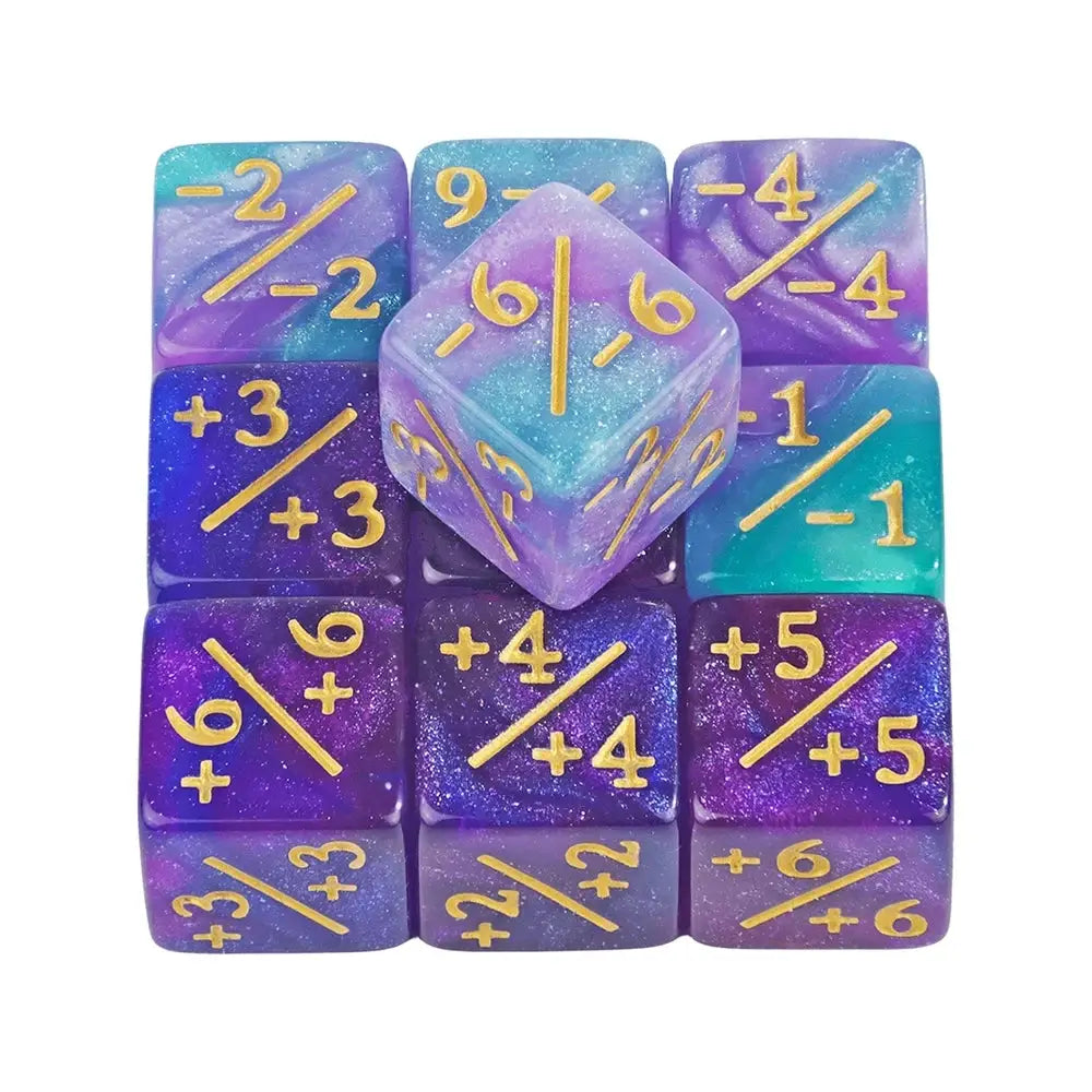 Ten Piece D6 Dice Counters Set With Plus One And Minus One Marks For Math Teaching And Card Game Accessories