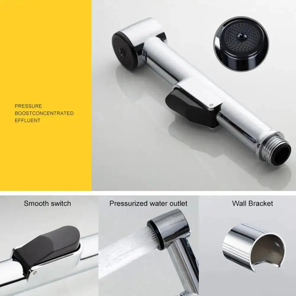 Simples Market handheld stainless steel shower spray head kit with wall bracket, self-cleaning, adjustable spray
