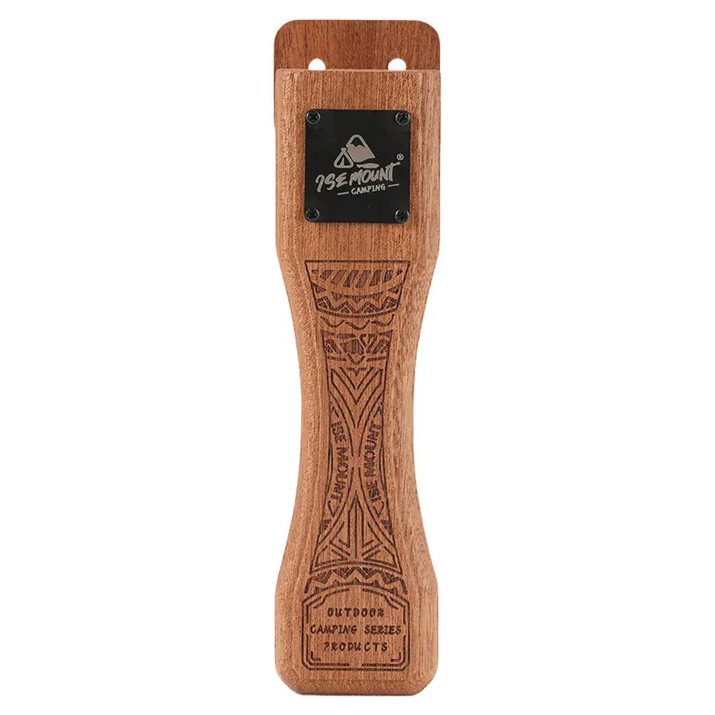 Outdoor grill pan handle with solid wood grip, insulated anti-scald design and adjustable clip