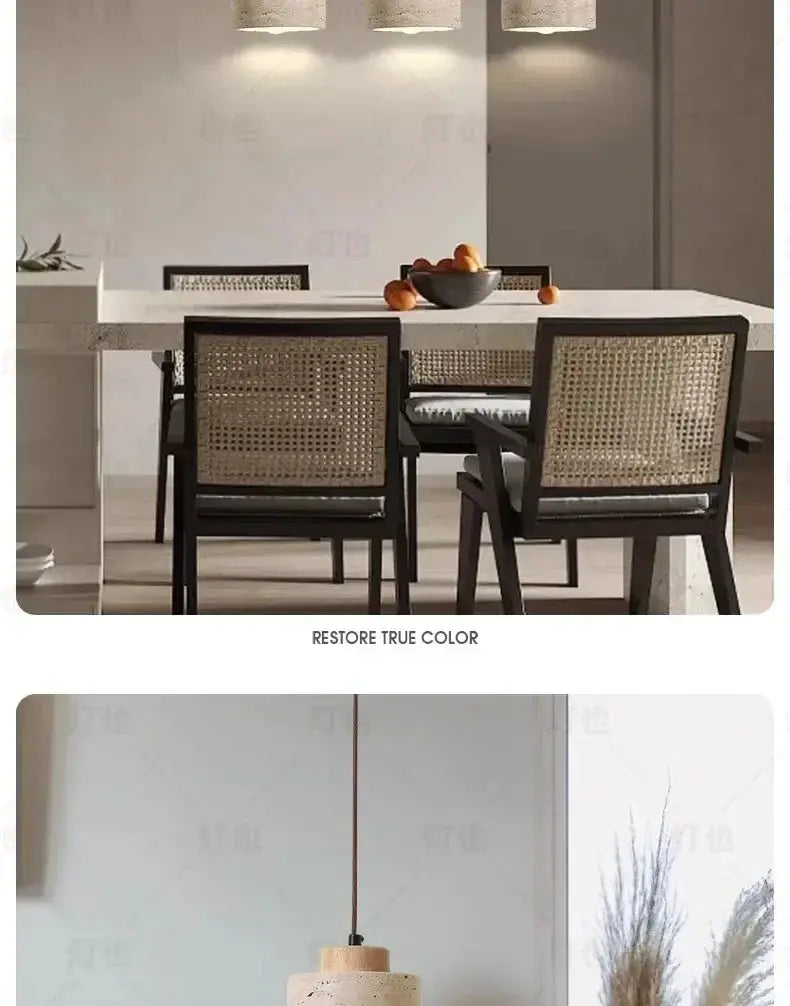 Led Pendant Lamp Yellow Cave Stone chandelier, 3 rustic pendants for dining room or Nordic home decor
